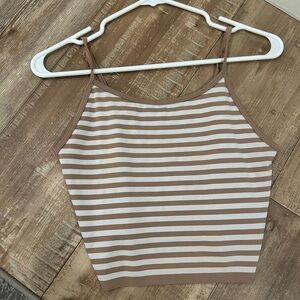 Elegant Tan and White Striped Camisole